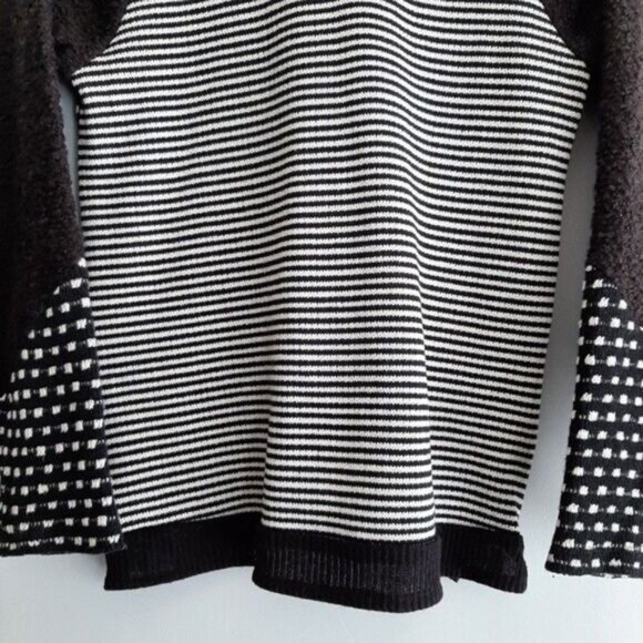 ZOE by Michael Phillips Multi Texture Block Paneled Sweater B&W Sz S - Picture 11 of 12